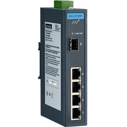 Advantech 4 GE + 1 SFP Ind. Unmanaged Switch W/T