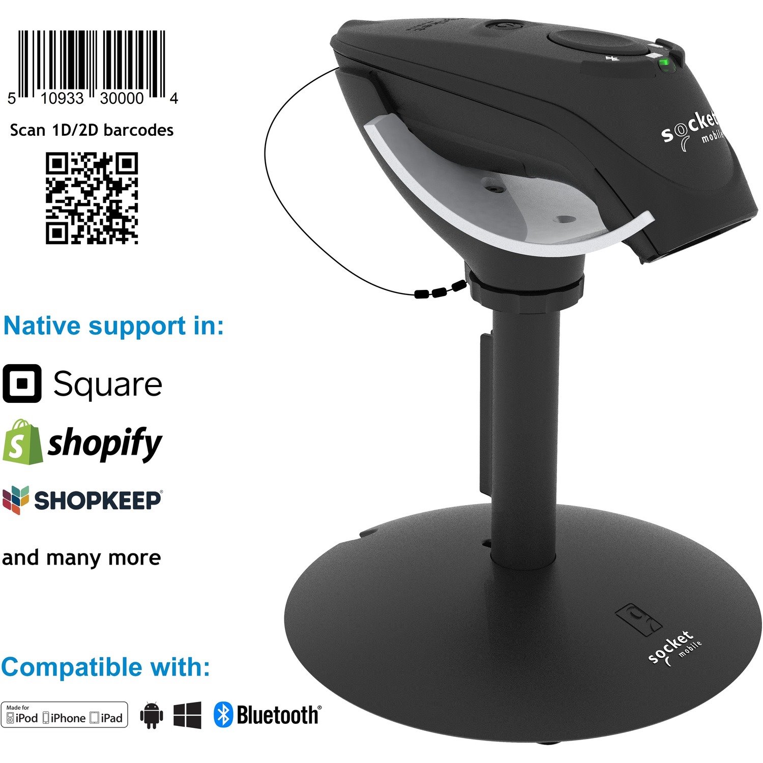 Socket Mobile DuraScan D760 Ultimate Barcode Scanner and Passport Reader, v20