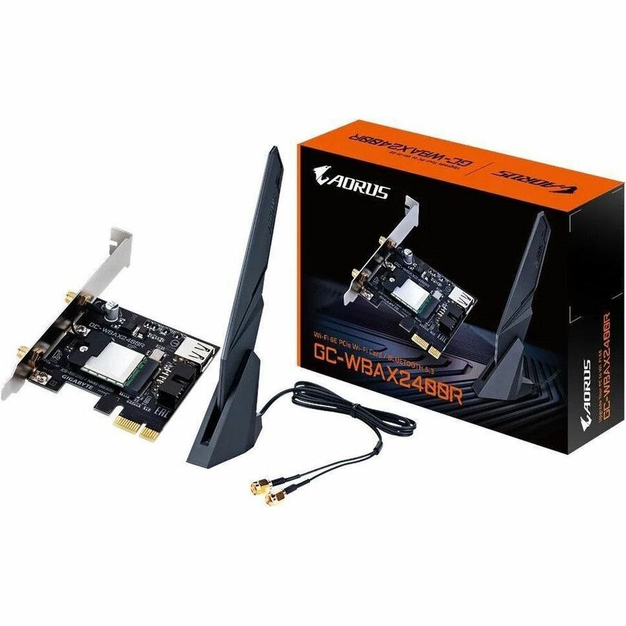 Aorus GC-WBAX2400R IEEE 802.11 a/b/g/n/ac/ax Bluetooth 5.3 Tri Band Wi-Fi/Bluetooth Combo Adapter for Computer