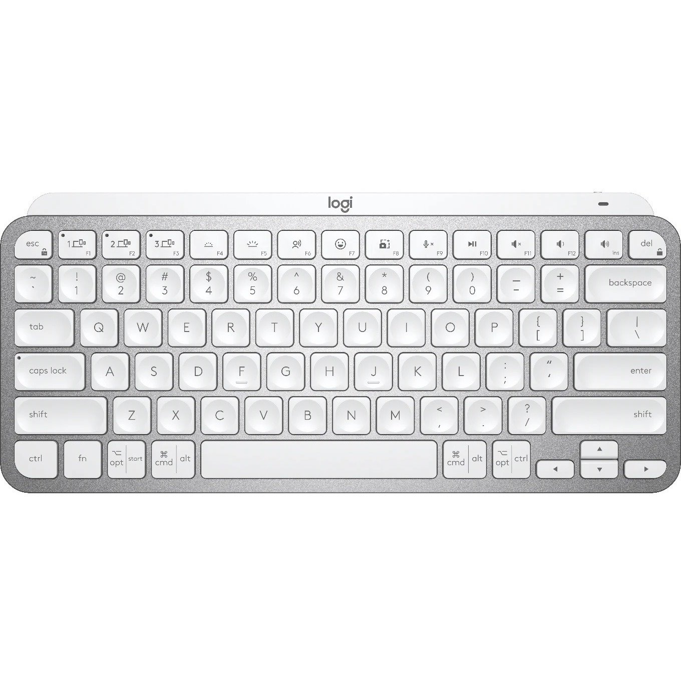 Logitech MX Keys Mini Minimalist Wireless Illuminated Keyboard, Compact, Bluetooth, USB-C, Pale Gray