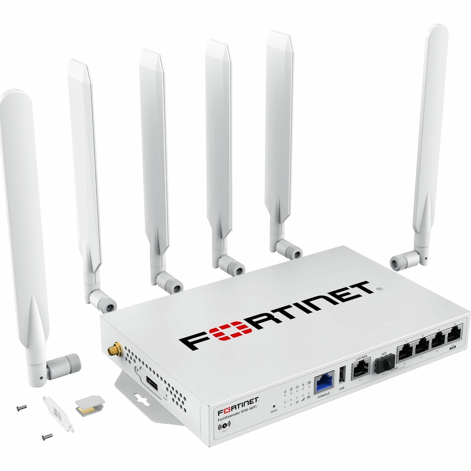 Fortinet FortiExtender FEX-511G-WIFI Wi-Fi 6 IEEE 802.11ax 2 SIM Ethernet, Cellular Modem/Wireless Router