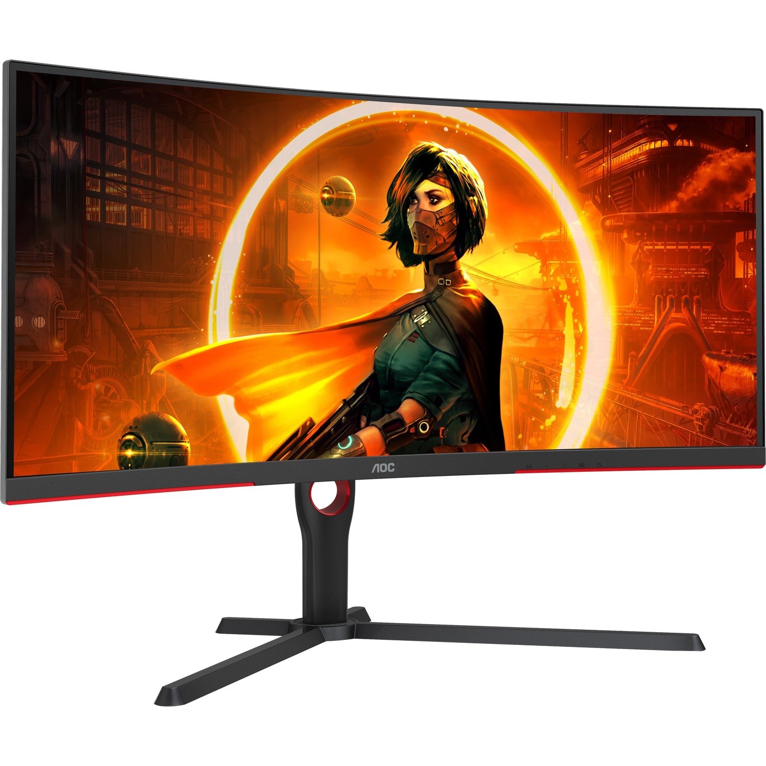 AOC CU34G3S 34" Class UW-QHD Curved Screen Gaming LCD Monitor - 21:9 - Black, Red