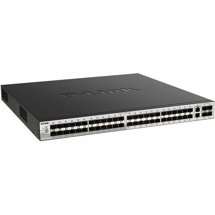 D-Link DGS-3130 DGS-3130-54S 2 Ports Manageable Ethernet Switch - Gigabit Ethernet, 10 Gigabit Ethernet - 1000Base-X, 10GBase-T, 10GBase-X - Black