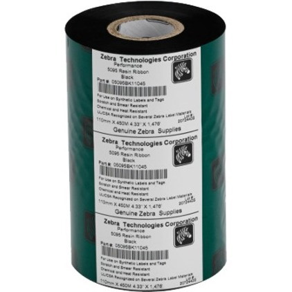 Zebra 05095BK110D Thermal Transfer Ribbon - Black - 1 Roll