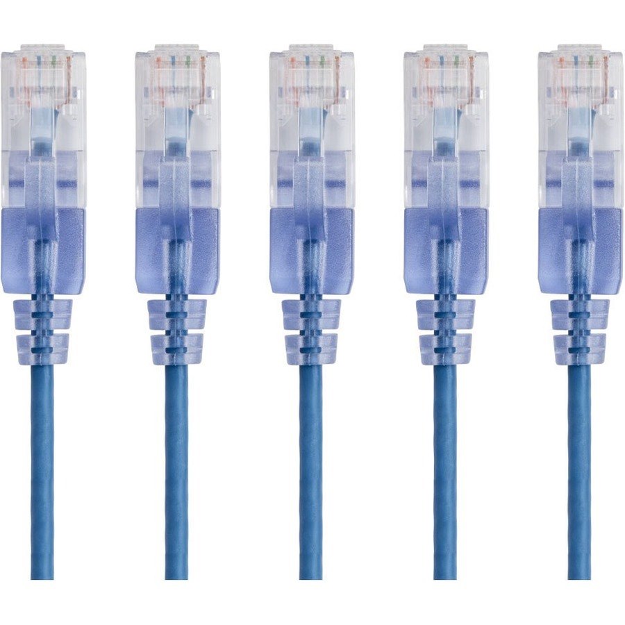 Monoprice 5-Pack, SlimRun Cat6A Ethernet Network Patch Cable, 14ft Blue