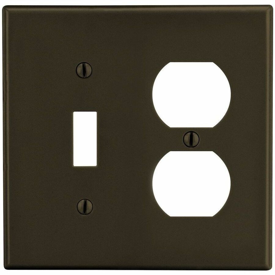 Bryant Wallplate, 2-Gang, 1) Duplex 1) Toggle, Brown