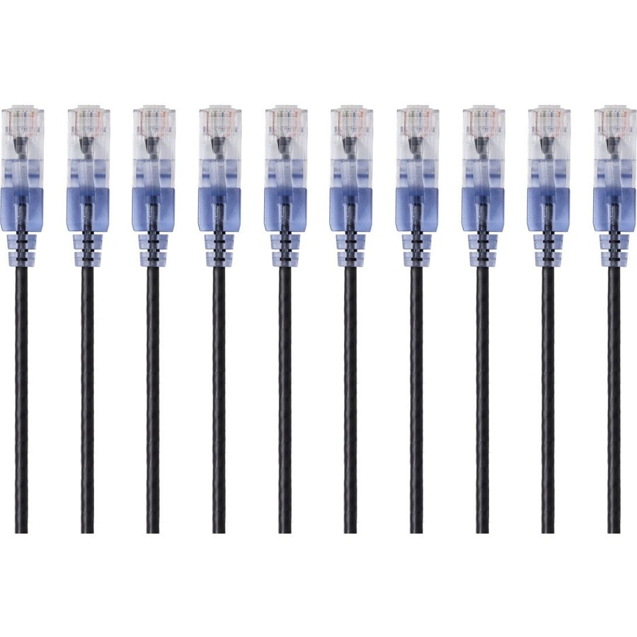 Monoprice 10-Pack, SlimRun Cat6A Ethernet Network Patch Cable, 7ft Black