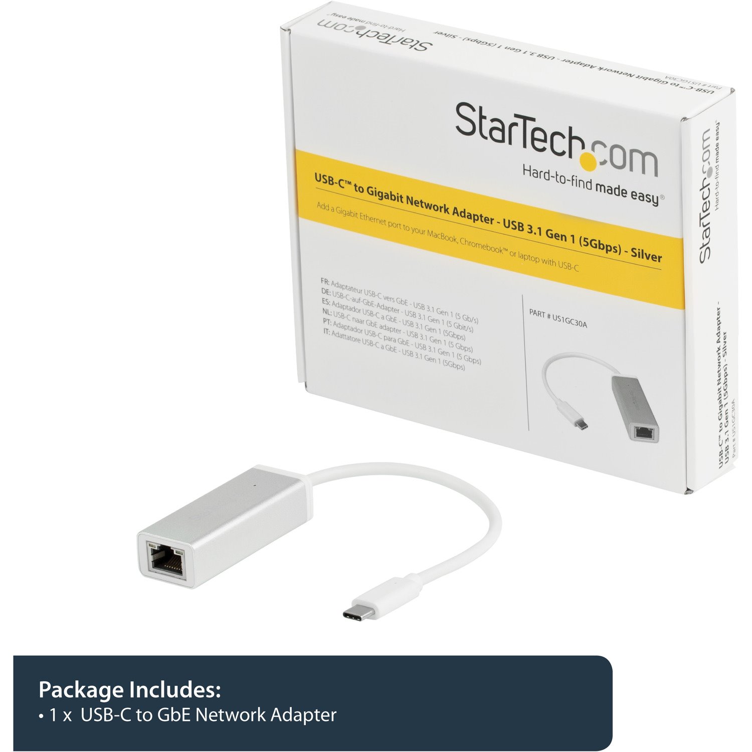 StarTech.com USB-C to Gigabit Ethernet Adapter - Aluminum - Thunderbolt 3 Port Compatible - USB Type C Network Adapter