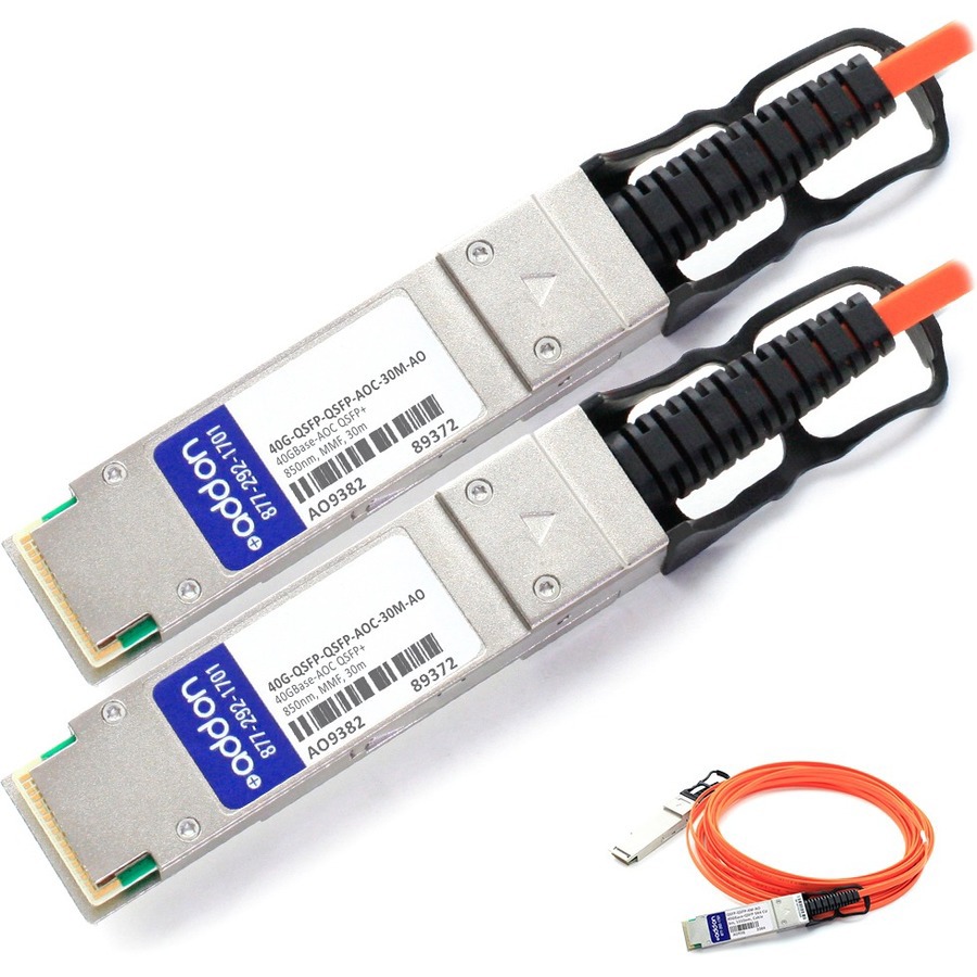 AddOn Brocade&reg; (Formerly) Compatible TAA Compliant 40GBase-AOC QSFP+ to QSFP+ Active Optical Cable (850nm, MMF, 30m)