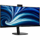 Philips B-Line 34B2U3600CH 34" Class Webcam UWQHD Curved Screen LED Monitor - 21:9 - Black