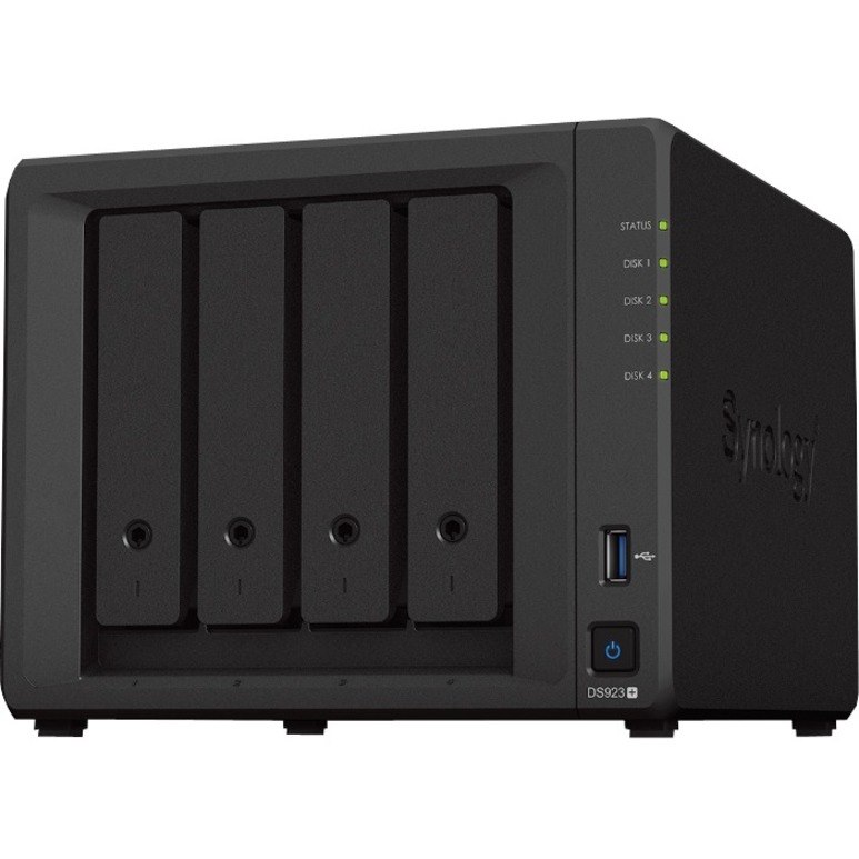 Synology DiskStation DS923+ 4 x Total Bays SAN/NAS Storage System - AMD Ryzen R1600 Dual-core (2 Core) 2.60 GHz - 4 GB RAM - DDR4 SDRAM Desktop