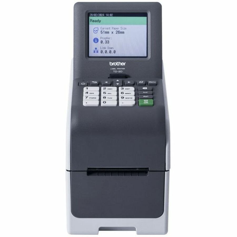 Brother TD2350DSA203 Desktop, Retail, Healthcare, Warehouse, Logistic, Manufacturing Direct Thermal Printer - Monochrome - Desktop - Label Print - Fast Ethernet - USB - USB Host - Serial - Bluetooth 5.2 - IEEE 802.11a/b/g/n Wireless LAN