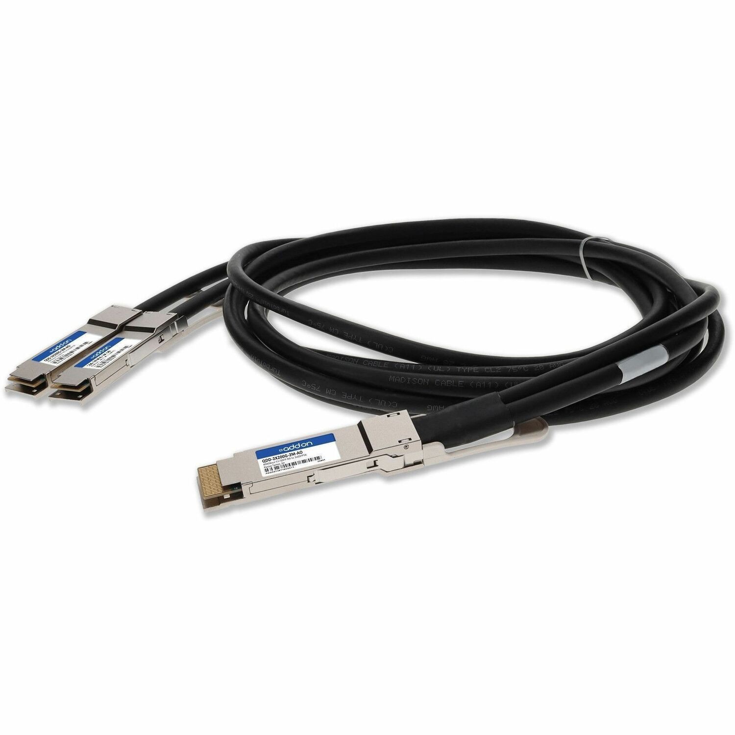 AddOn Juniper Networks QDD-2X200G-2M Compatible TAA 400GBase-CU QSFP-DD 400G to 2xQSFP56 200G PAM-4 Direct Attach Cable (Passive Twinax, 2m)