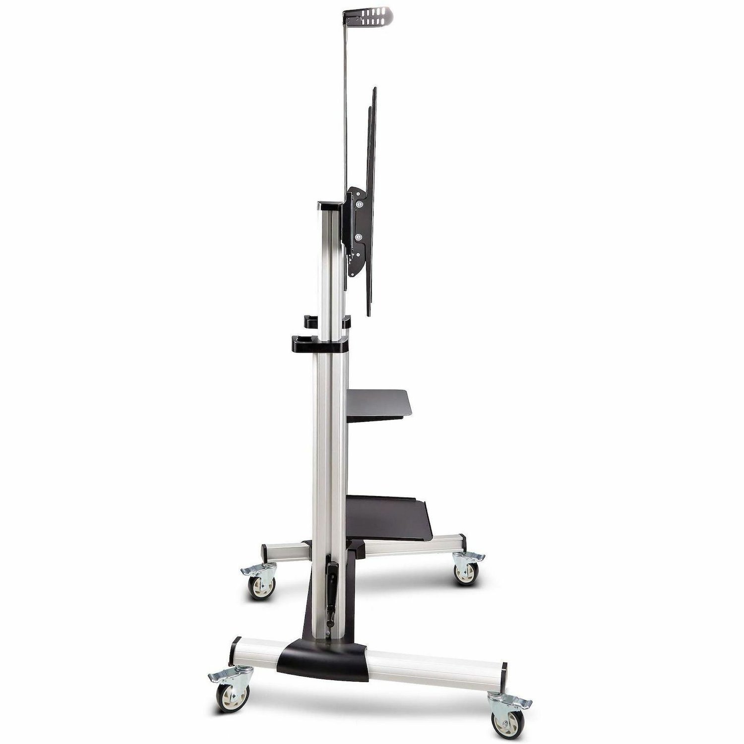 StarTech.com Rolling TV Cart/Stand On Wheels, For 60-100inch Flat Screens and 220lb, Height Adjustable Mobile Trolley Mount/Portable Stand
