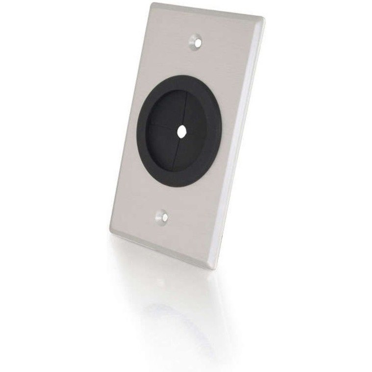 C2G 1.5in Grommet Cable Pass Through Single Gang Wall Plate - Brushed Aluminum