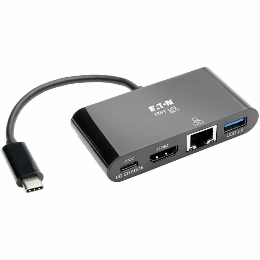 Eaton Tripp Lite Series USB-C Multiport Adapter - 4K HDMI, USB 3.x (5Gbps) Hub Port, GbE, 60W PD Charging, HDCP, Black