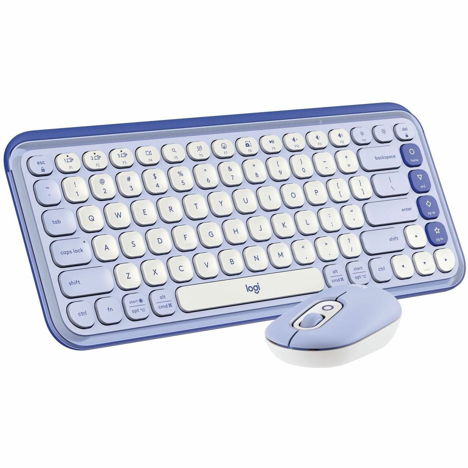 Logitech POP ICON COMBO, Bluetooth Keyboard and Mouse Combo, Comfortable Typing, Programmable Keys and Buttons, Quiet Clicks (Lilac & Off-white)