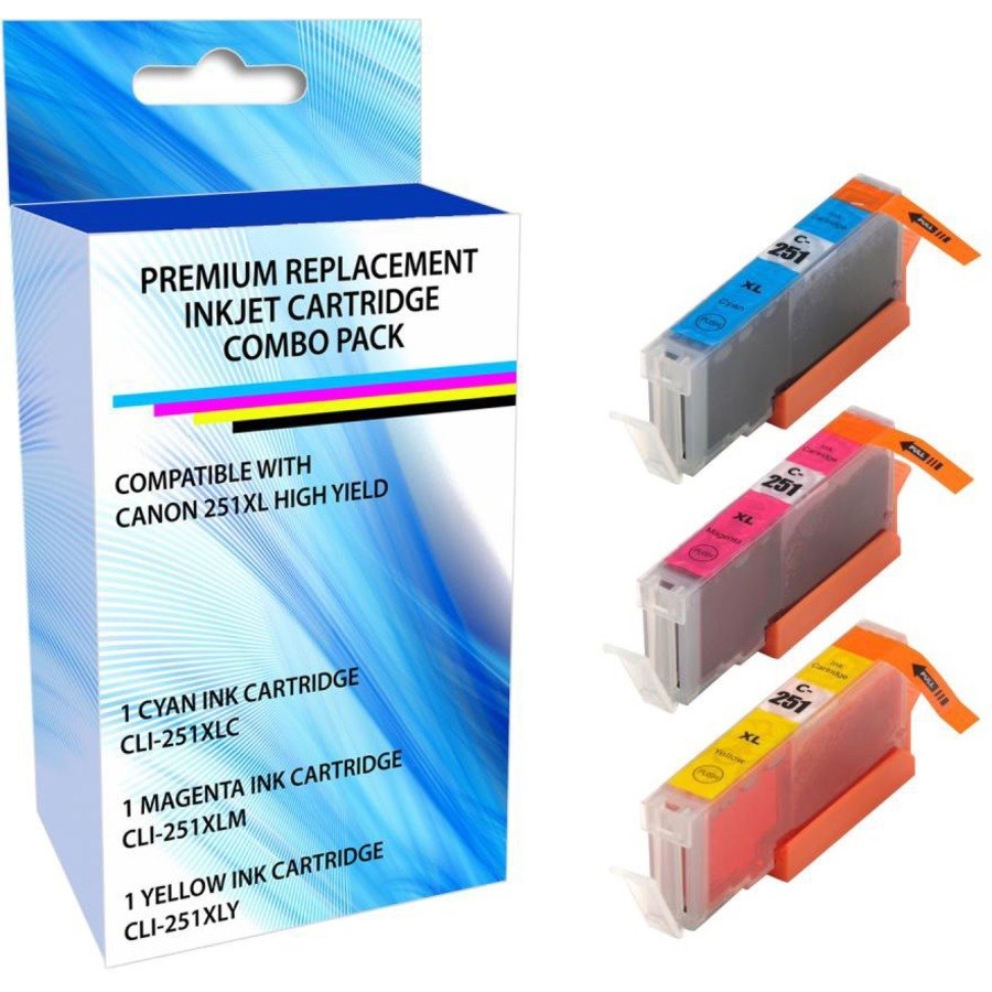 eReplacements 6449B009-ER Remanufactured High Yield Ink Cartridge Replacement for Canon 251XL Cyan/Magenta/Yellow Color Combo Pack