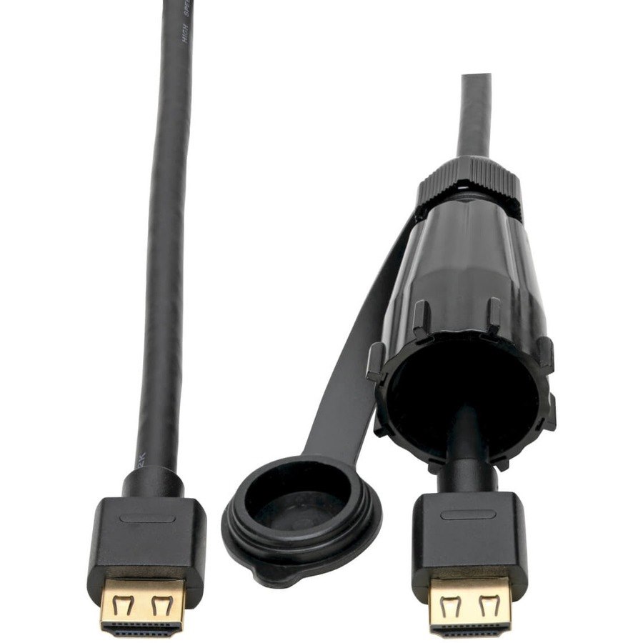 Eaton Tripp Lite Series High-Speed HDMI Cable (M/M) - 4K 60 Hz, HDR, Industrial, IP68, Hooded Connector, Black, 12 ft.