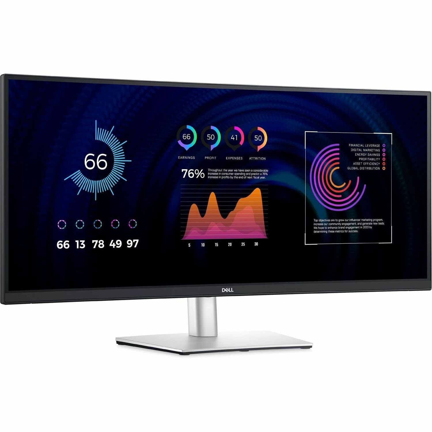 Dell P3424WE 34" Class UW-QHD Curved Screen LED Monitor - 21:9 - Black, Silver