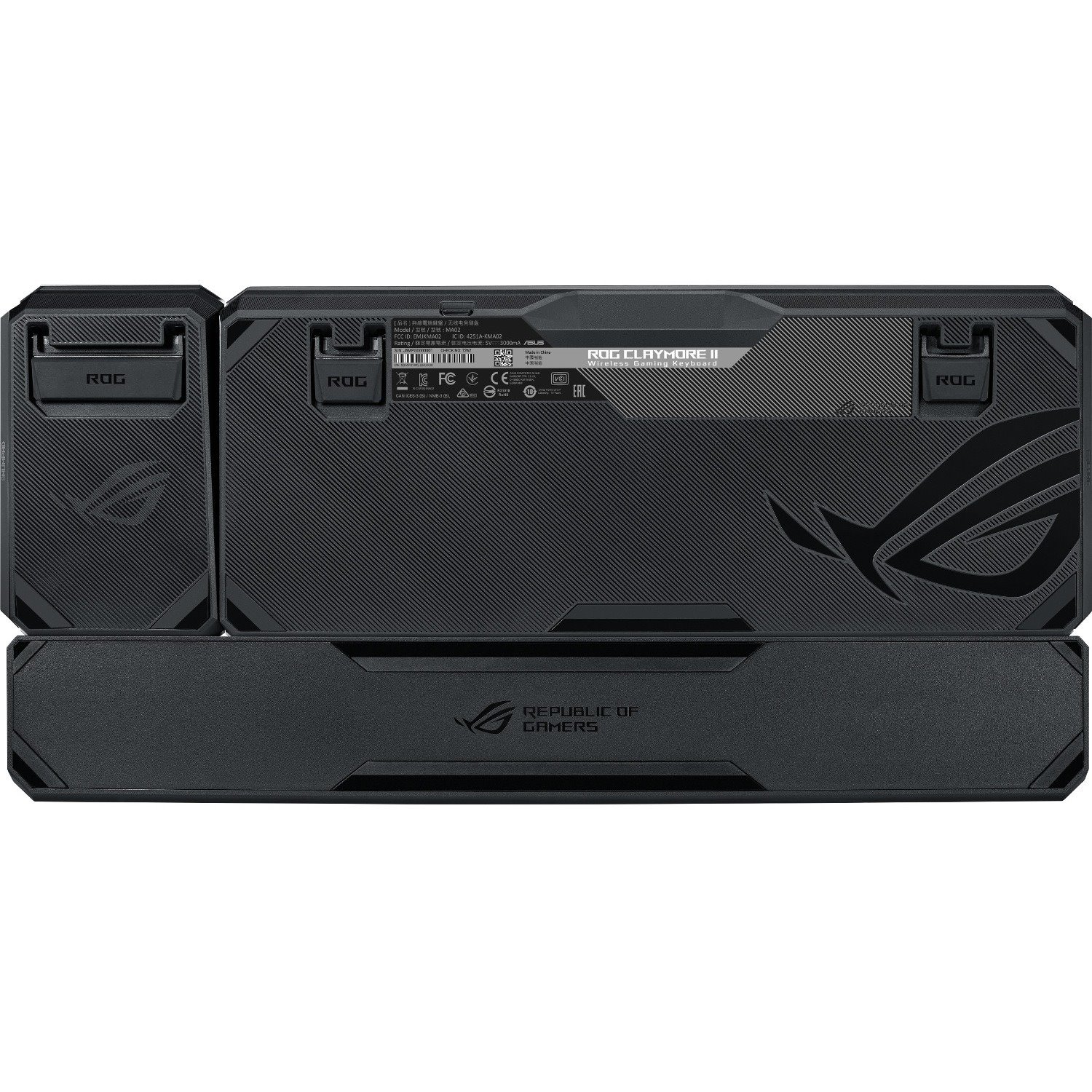 Asus ROG Claymore II Gaming Keyboard - Wired/Wireless Connectivity - USB 2.0 Type C Interface - RGB LED - Black