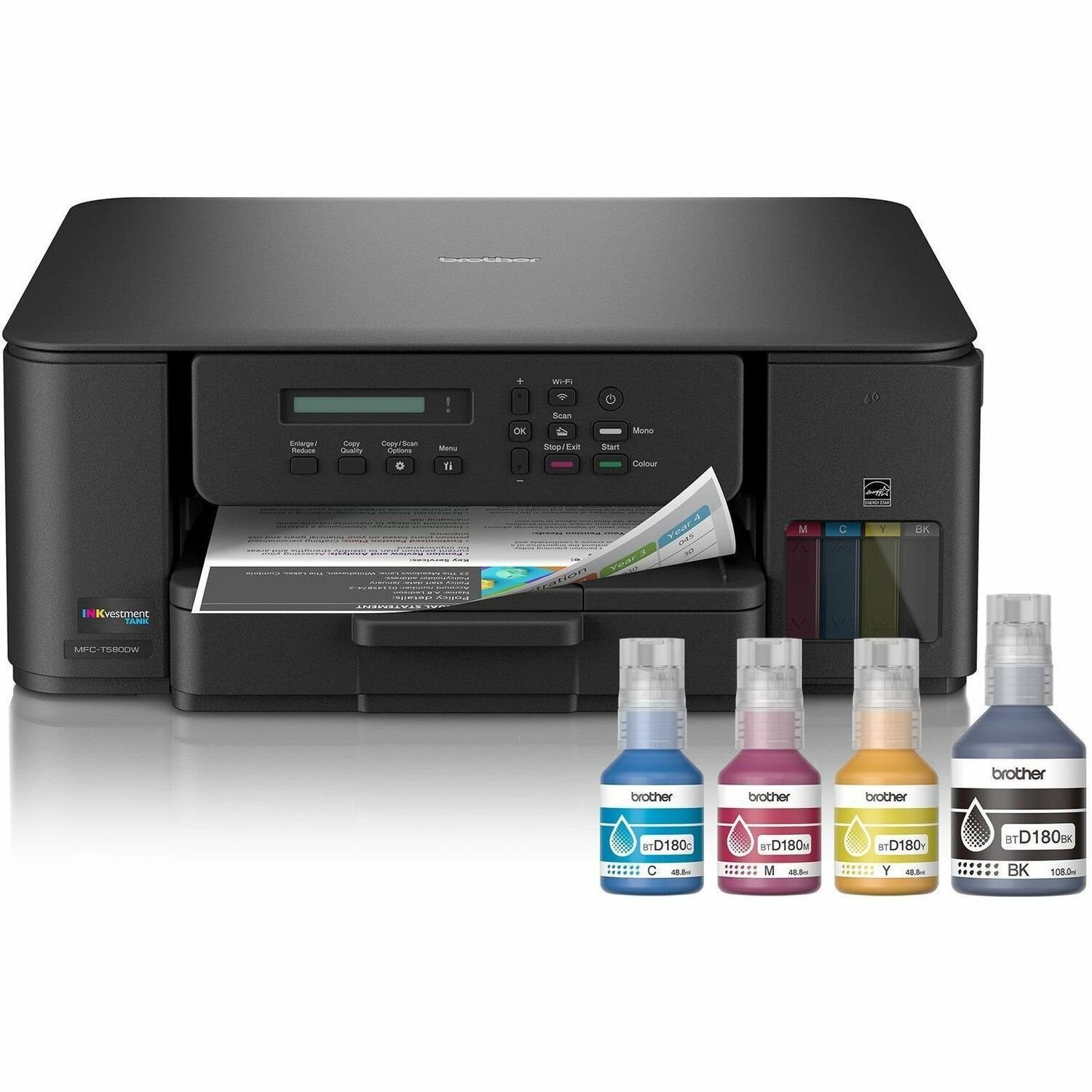 Brother MFC-T580DW Wired & Wireless INKvestment Tank Inkjet Multifunction Printer - Color