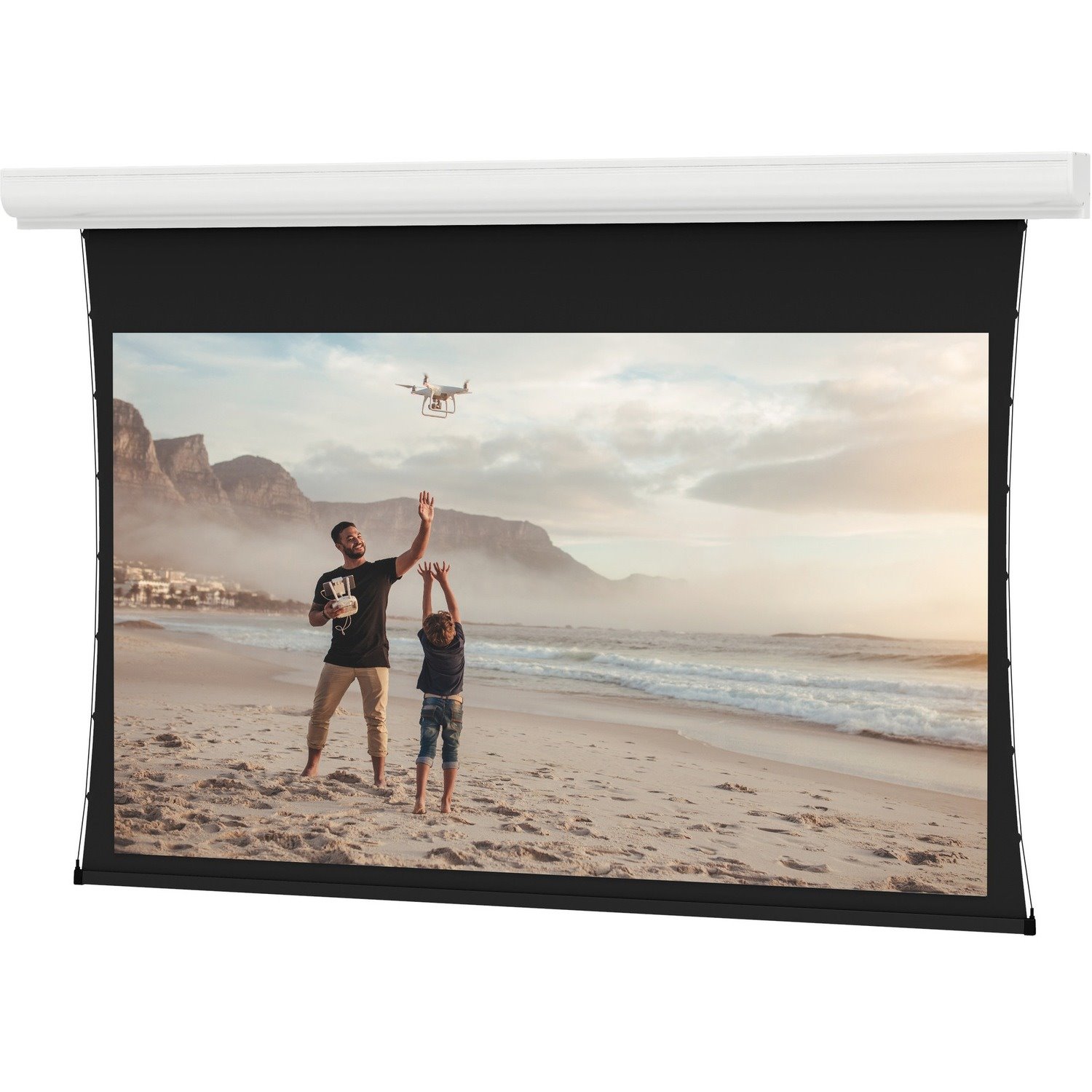 Da-Lite Tensioned Contour Electrol Series Projection Screen - Wall or Ceiling Mounted Electric Screen - 110in Screen