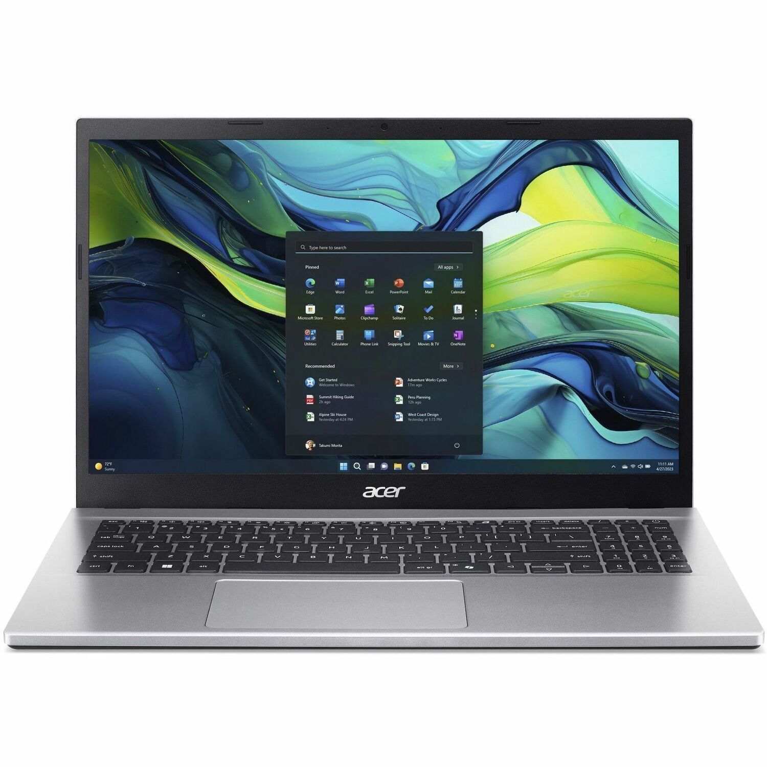 Acer Aspire Go 15 AG15-42P AG15-42P-R995 39.6 cm (15.6") Clamshell Copilot+ PC Notebook - Full HD - 60 Hz - AMD Ryzen 7 5825U - 16 GB - 512 GB PCI Express NVMe 4.0 SSD - English (UK) Keyboard - Silver