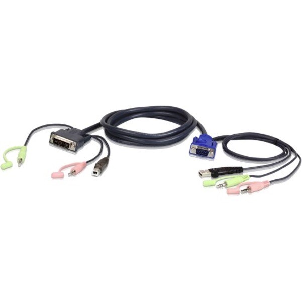 ATEN 1.8M USB VGA to DVI-A KVM Cable with Audio