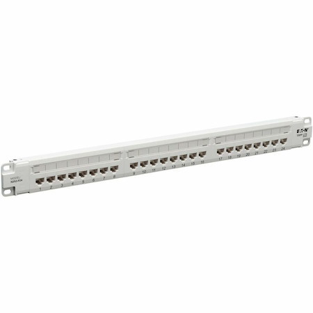 Eaton Tripp Lite Series 24-Port Cat6 Patch Panel - 4PPoE Compliant, 110/Krone, 568A/B, RJ45 Ethernet, 1U Rack-Mount, White, TAA