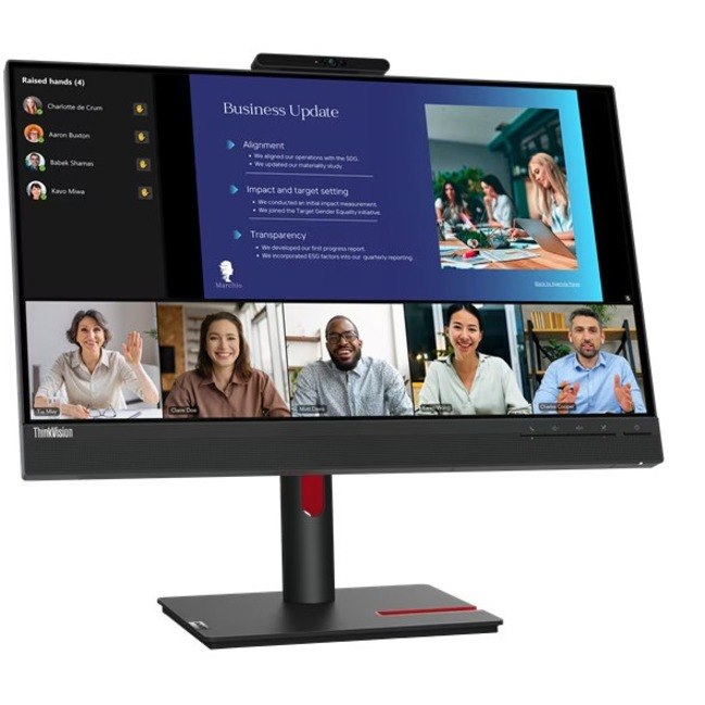 Lenovo ThinkVision T24v-30 24" Class Webcam Full HD LCD Monitor - 16:9 - Raven Black