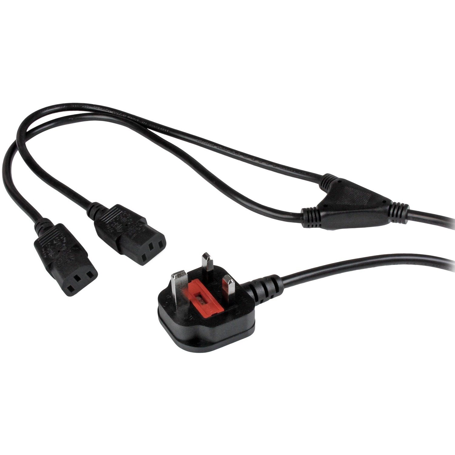 StarTech.com 2m Computer Power Cable - BS-1363 to 2x C13 - C13 Y-Cable