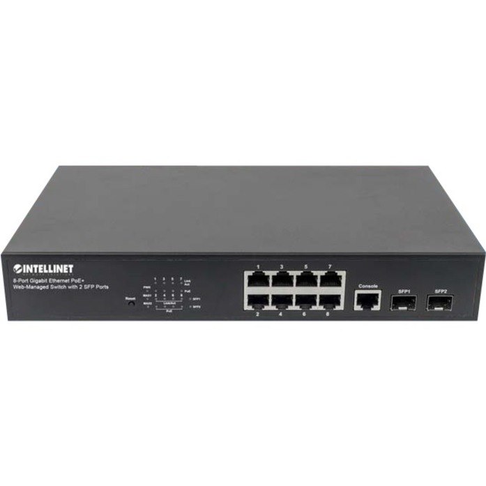 Intellinet 8-Port Gigabit Ethernet PoE+ Web-Managed Switch with 2 SFP Ports