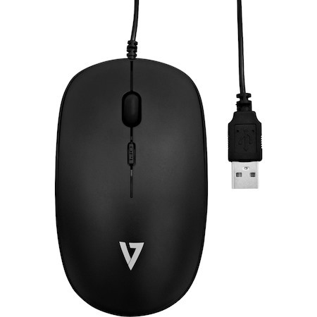 V7 MU200-1E Mouse - USB - Optical - 4 Button(s) - Black