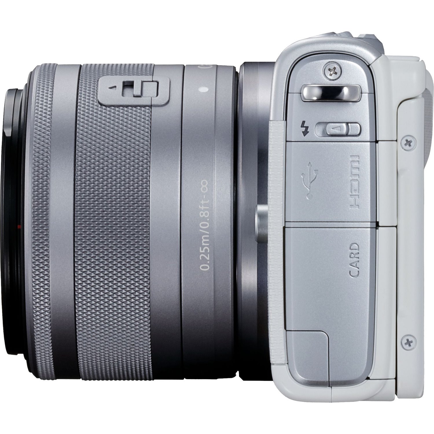 Canon EOS M100 24 Megapixel Mirrorless Camera with Lens - 0.59" - 1.77" (Lens 1), 2.17" - 7.87" (Lens 2) - White