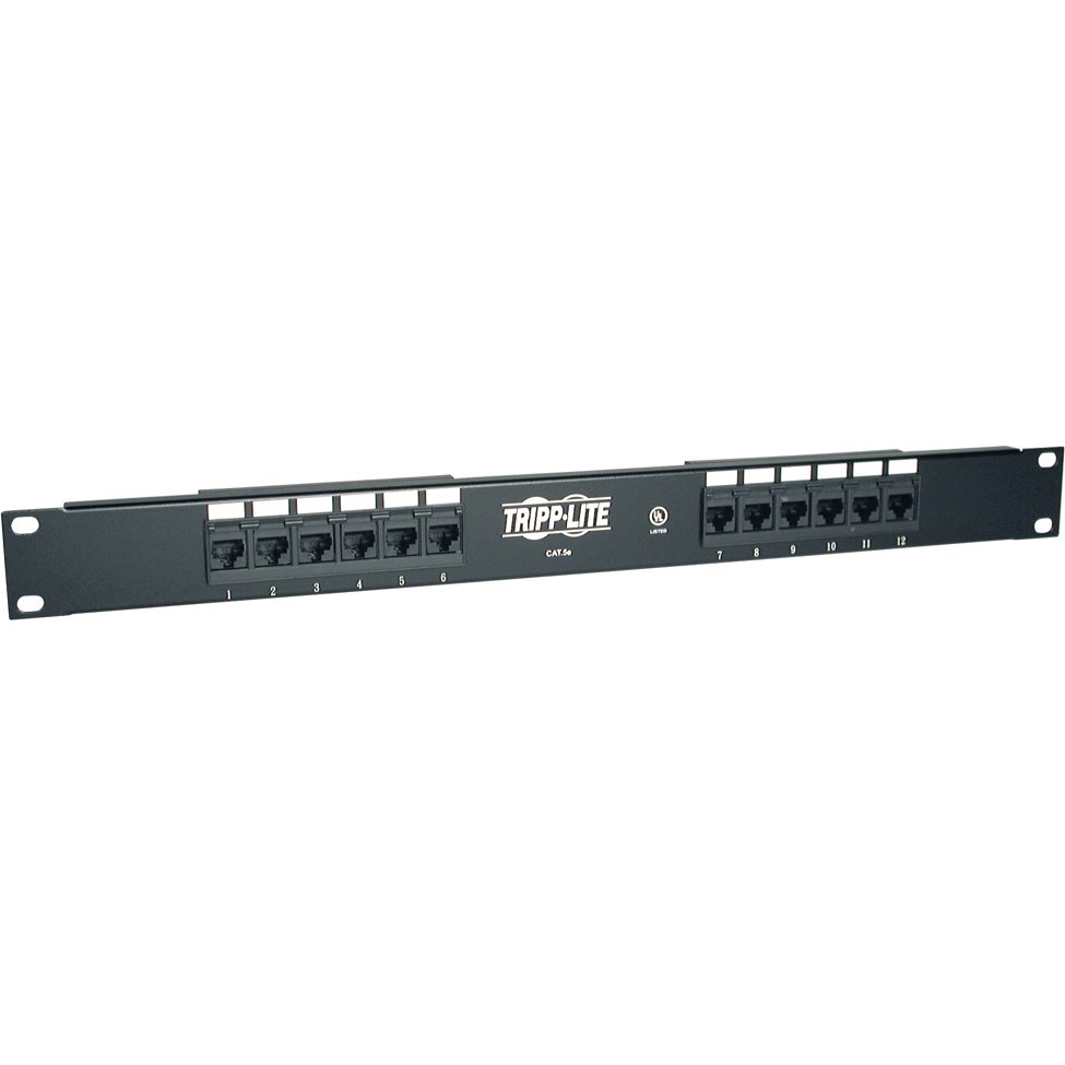 Eaton Tripp Lite Series 12-Port 1U Rack-Mount Cat5e 110 Patch Panel, 568B, RJ45 Ethernet, TAA