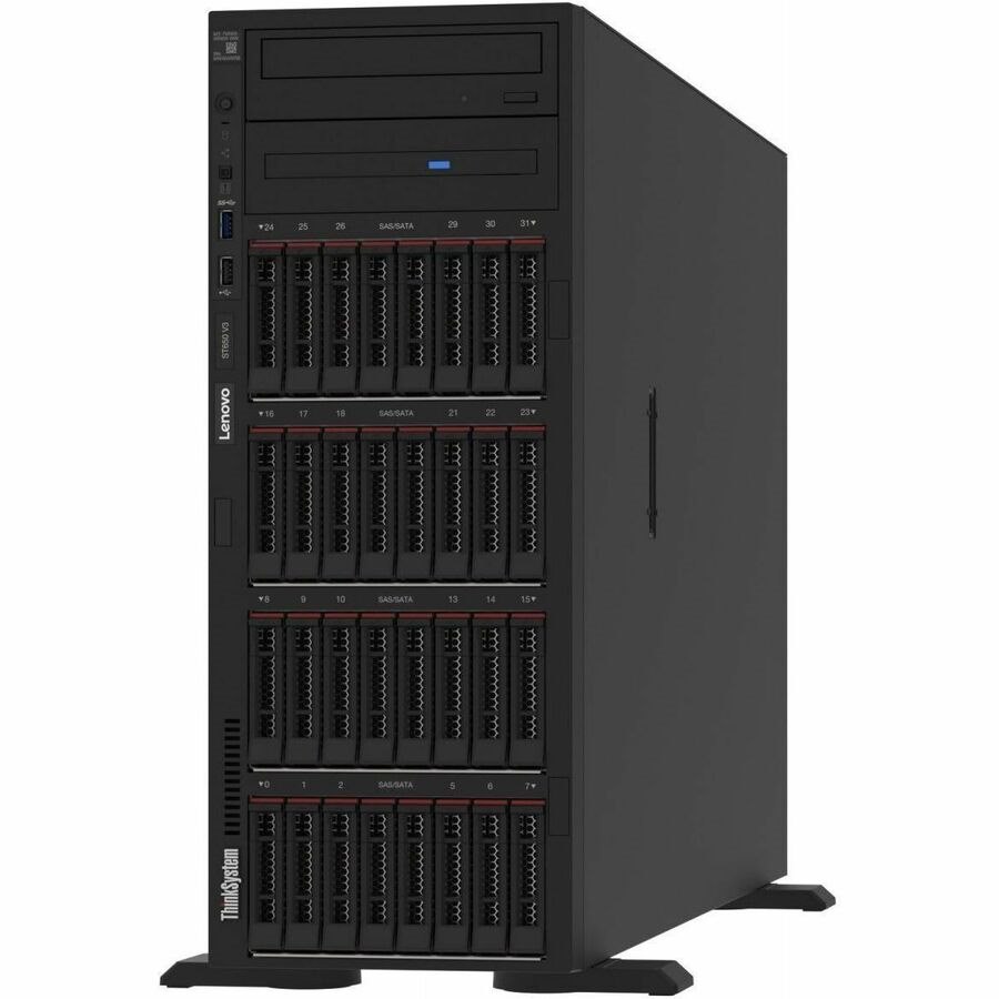 Lenovo ThinkSystem ST650 V3 7D7A100BNA 4U Tower Server - 1 Xeon Silver 4410T 2.70 GHz - 32 GB RAM - Serial ATA, 12Gb/s SAS Controller