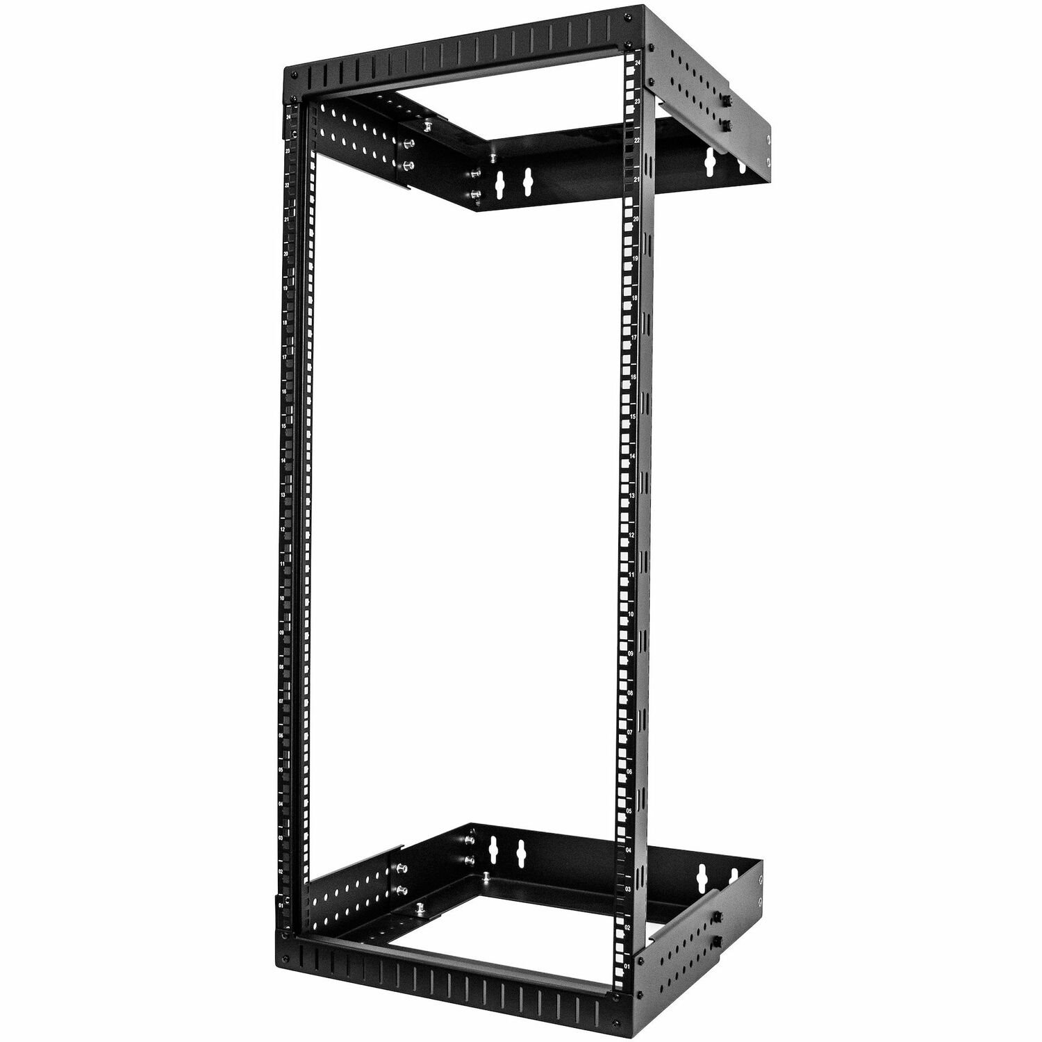 StarTech.com 2-Post 24U Heavy-Duty Wall Mount Network Rack, 19" Open Frame Server Rack with Adjustable Depth, Data Rack for IT Equipment~