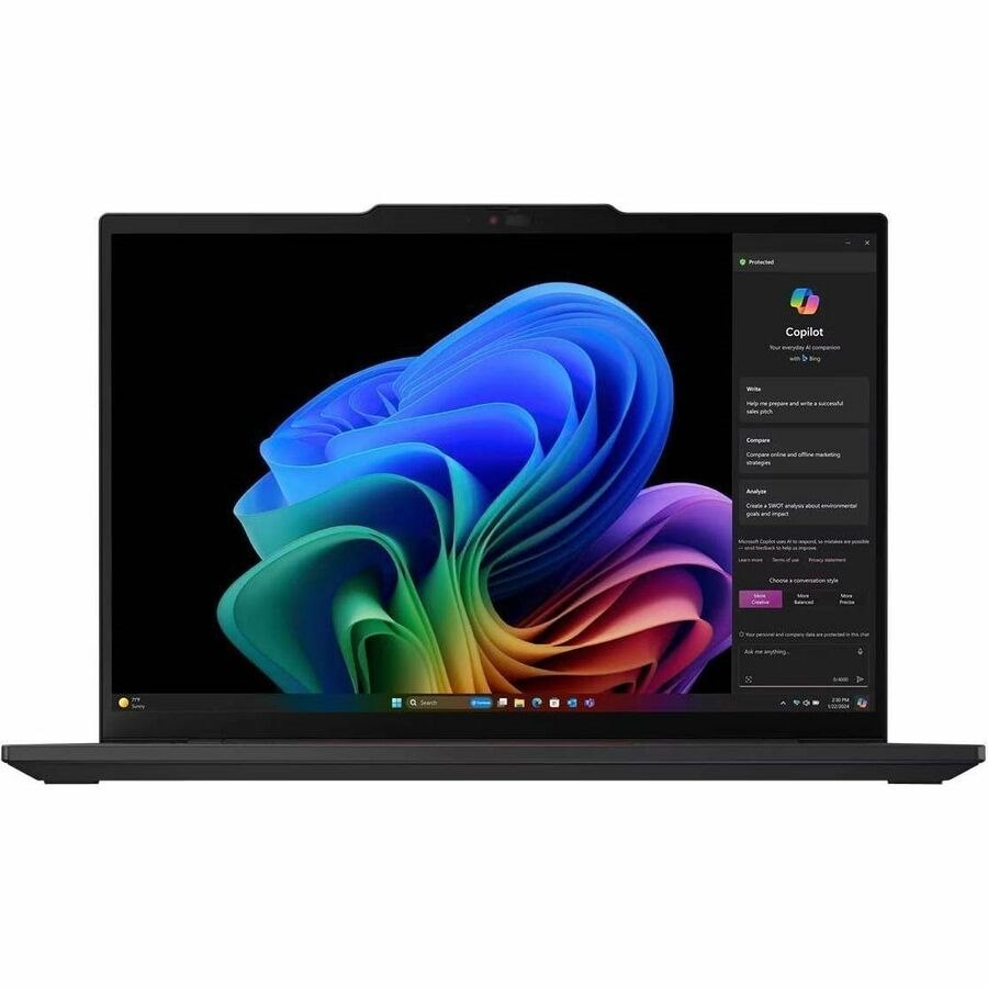 Lenovo ThinkPad T14s Gen 6 21N10000US 14" Copilot+ PC Notebook - WUXGA - Qualcomm Snapdragon X Elite X1E-78-100 - 32 GB - 1 TB SSD - English Keyboard - Black