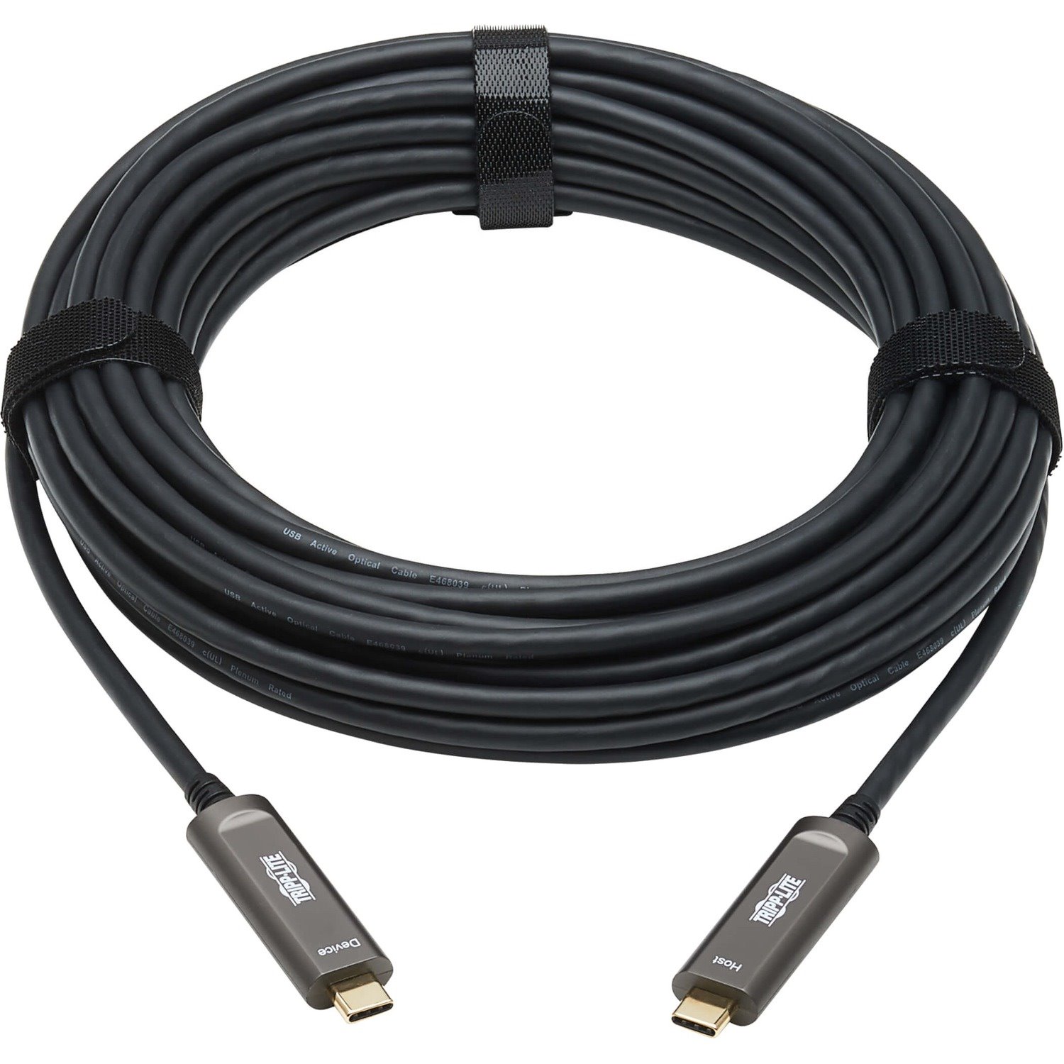 Tripp Lite by Eaton USB-C AOC Cable (M/M) - USB 3.2 Gen 2 (10 Gbps) Plenum-Rated Fiber Active Optical Cable - Data Only, Backward Compatible, Black, 15 m (49 ft.)