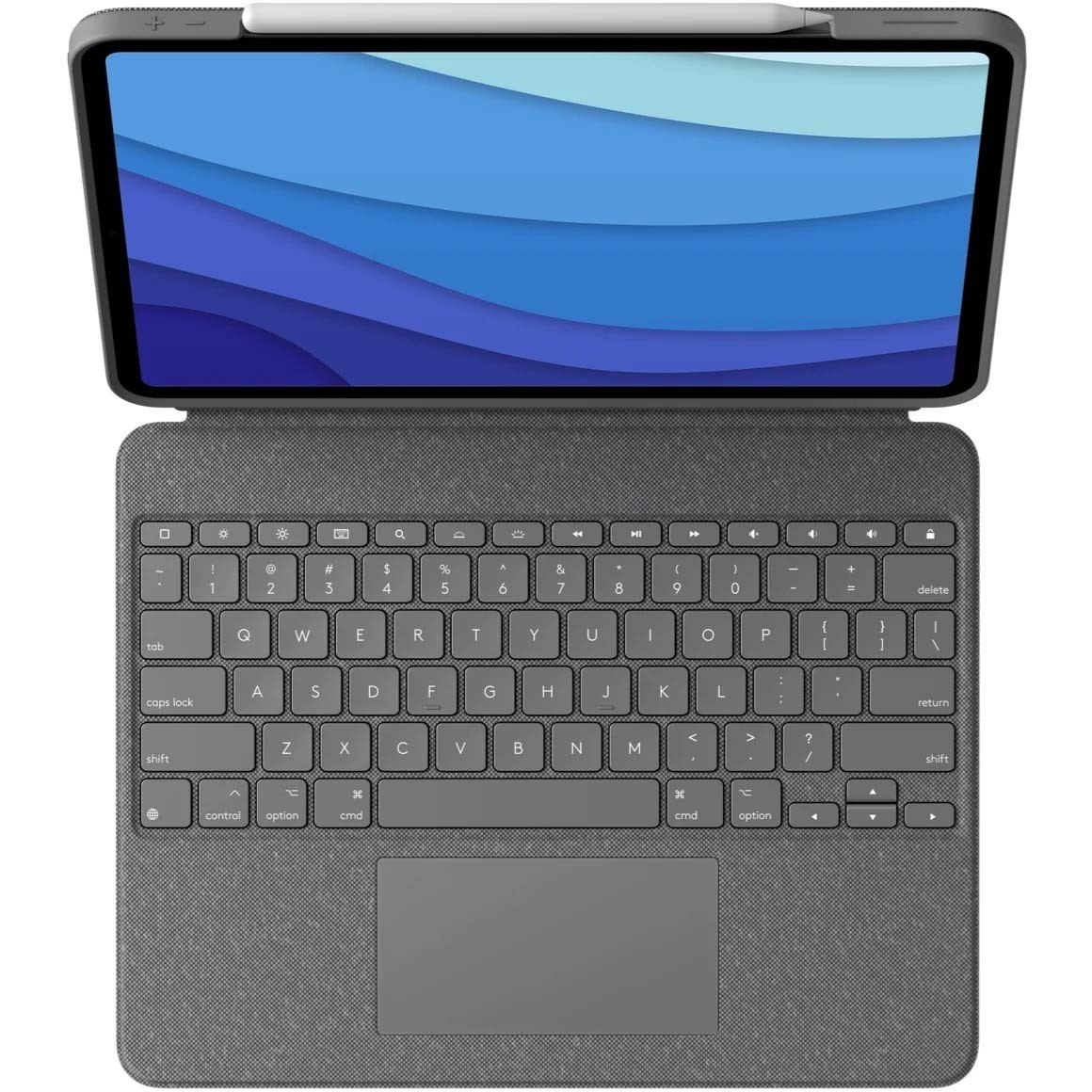 Logitech Combo Touch Keyboard/Cover Case for 32.8 cm (12.9") Apple, Logitech iPad Pro (5th Generation) Tablet - Oxford Gray