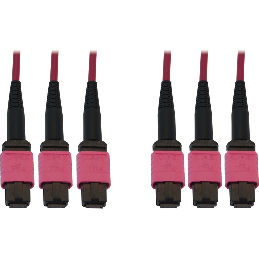Eaton Tripp Lite Series 40/100/400G Multimode 50/125 OM4 Fiber Optic Cable (3x8F MTP/MPO-PC F/F), LSZH, Magenta, 15 m (49.2 ft.)