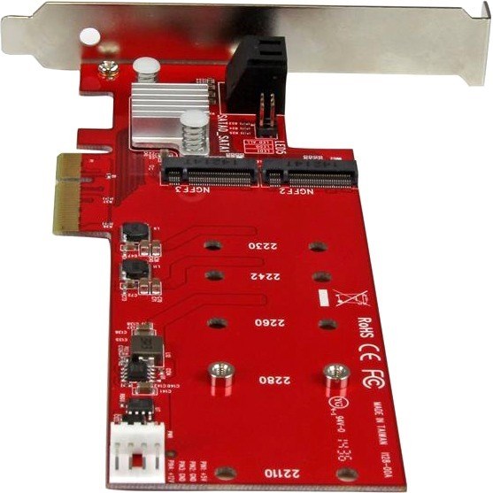 StarTech.com 2x M.2 NGFF SSD RAID Controller Card plus 2x SATA III Ports - PCIe - Two Slot PCI Express M.2 RAID Card plus Two SATA Ports