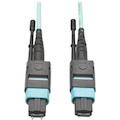 Tripp Lite by Eaton 40G MTP/MPO Multimode OM3 Plenum-Rated Fiber Optic Cable (M/F) 12 Fiber 40GBASE-SR4 Aqua 5 m