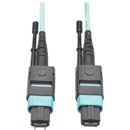 Tripp Lite by Eaton 40G MTP/MPO Multimode OM3 Plenum-Rated Fiber Optic Cable (M/F) 12 Fiber 40GBASE-SR4 Aqua 5 m