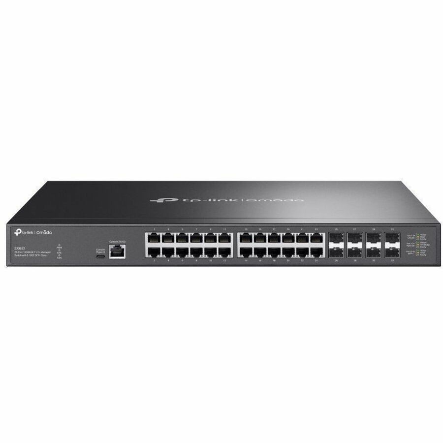 TP-LINK OMADA 24-PORT MANAGED 10G L2+ RACK SWITCH, 10GbE(24), 10G SFP+(8), 5YR