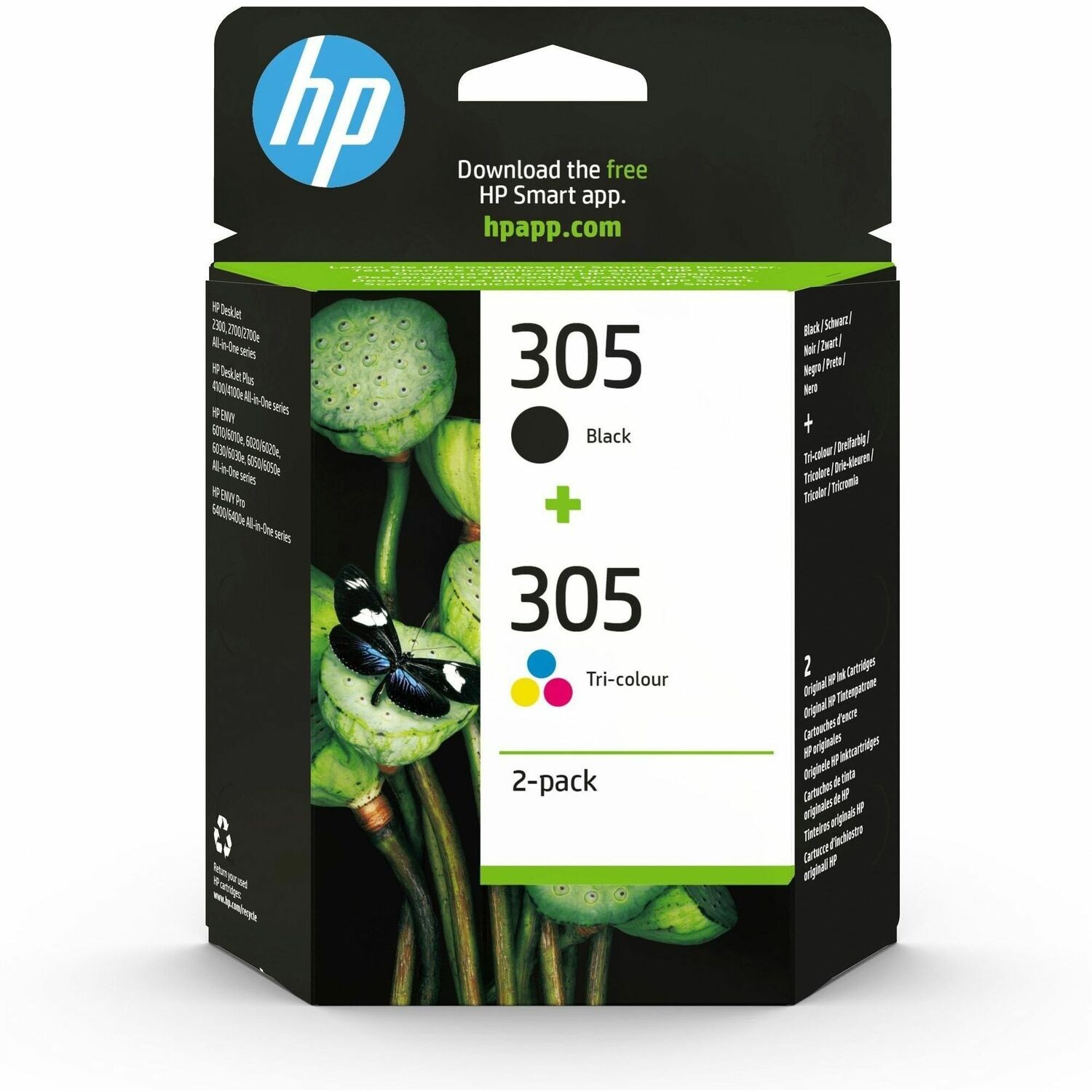 HP 305 Origineel Inkjet Inktcartridge - Tri-color, Zwart - 2 / Pak