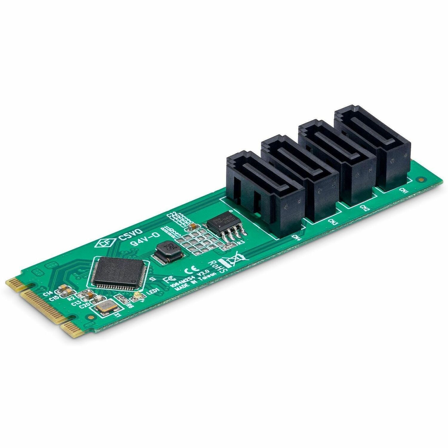 STARTECH.COM 4-PORT M.2 TO SATA ADAPTER CARD, M.2 PCIE 3.0 TO SATA HDD/SSD EXPANSION CARD,