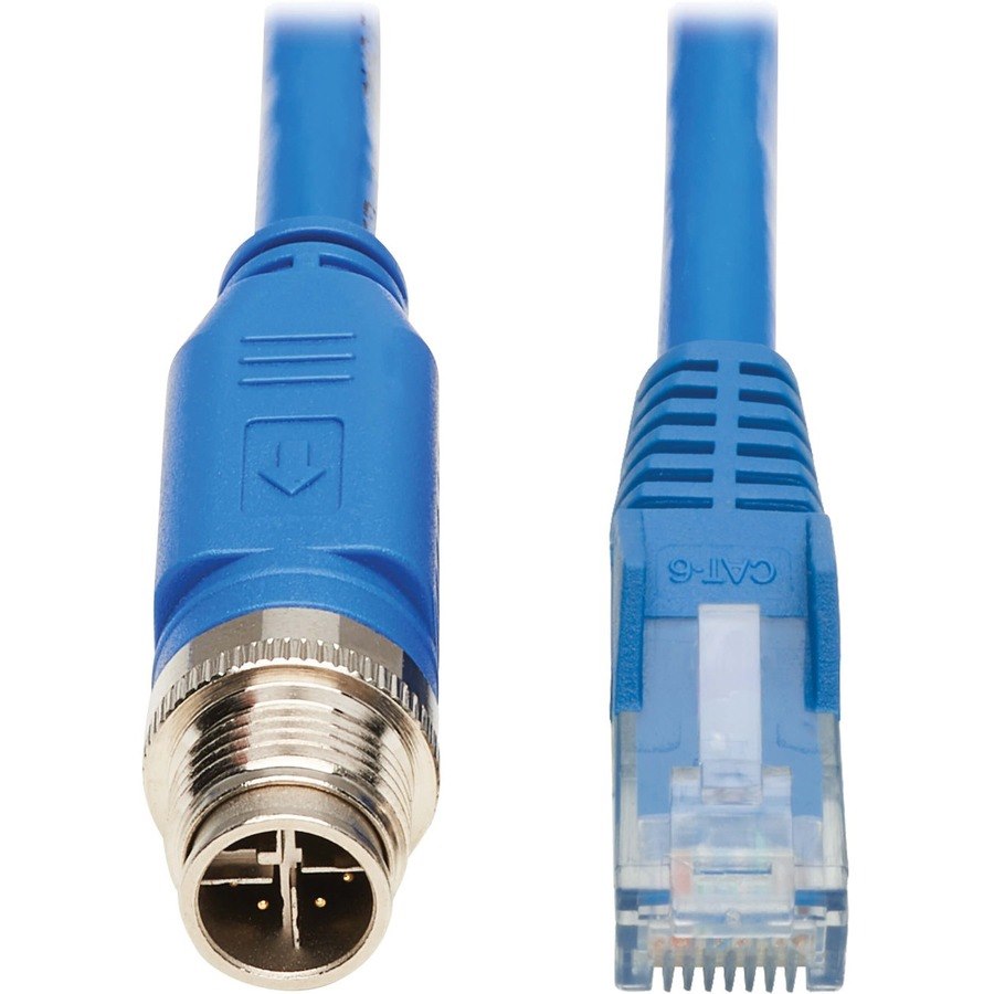 Eaton Tripp Lite Series M12 X-Code Cat6 1G UTP CMR-LP Ethernet Cable (M12 M/RJ45 M), IP68, PoE, Blue, 10 m (32.8 ft.), TAA