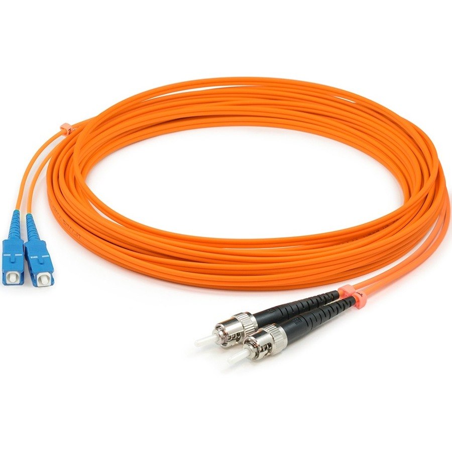 AddOn 25m ST to SC Orange OM1 Duplex OFNR (Riser-Rated) MMF Fiber Patch Cable